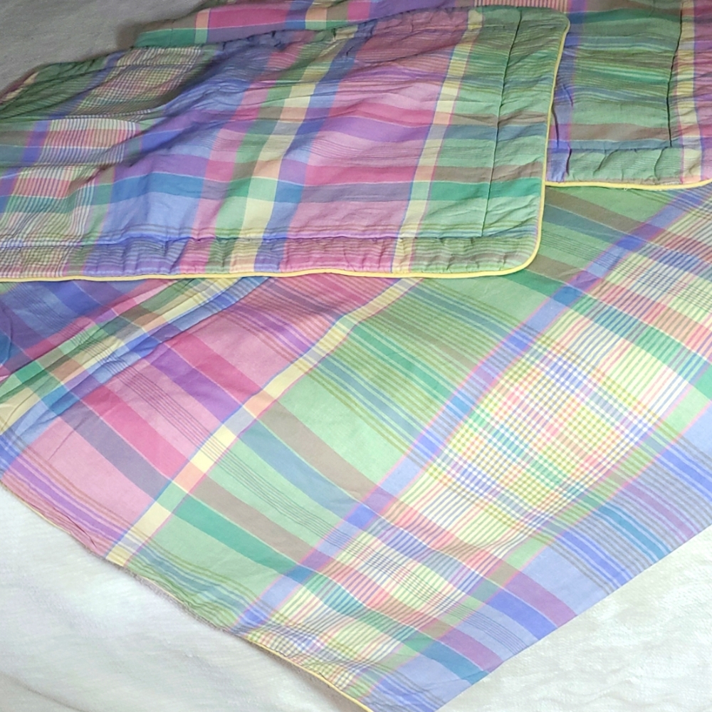 KING Plaid Duvet Cover + Pillow Shams - Cotton/poly blend - Picture 3 of 15